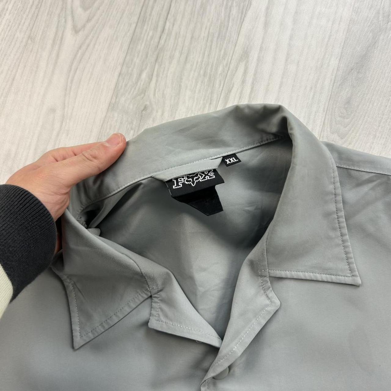 VINTAGE 00s FOX RACING SHORT SLEEVE BUTTON UP SHIRT GREY