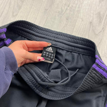 VINTAGE Y2K ADIDAS SIDE STRIPE BAGGY TRACKSUIT BOTTOMS GREY PURPLE (L)