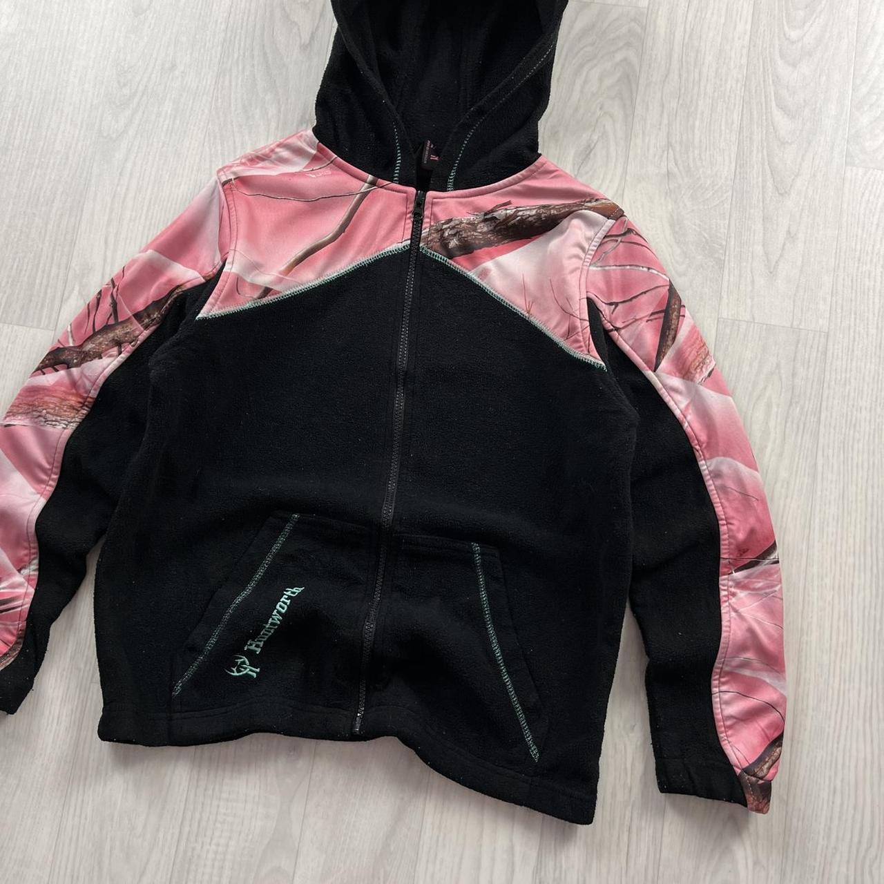 VINTAGE REALTREE ZIP UP FLEECE HOODIE CAMO PINK BLACK