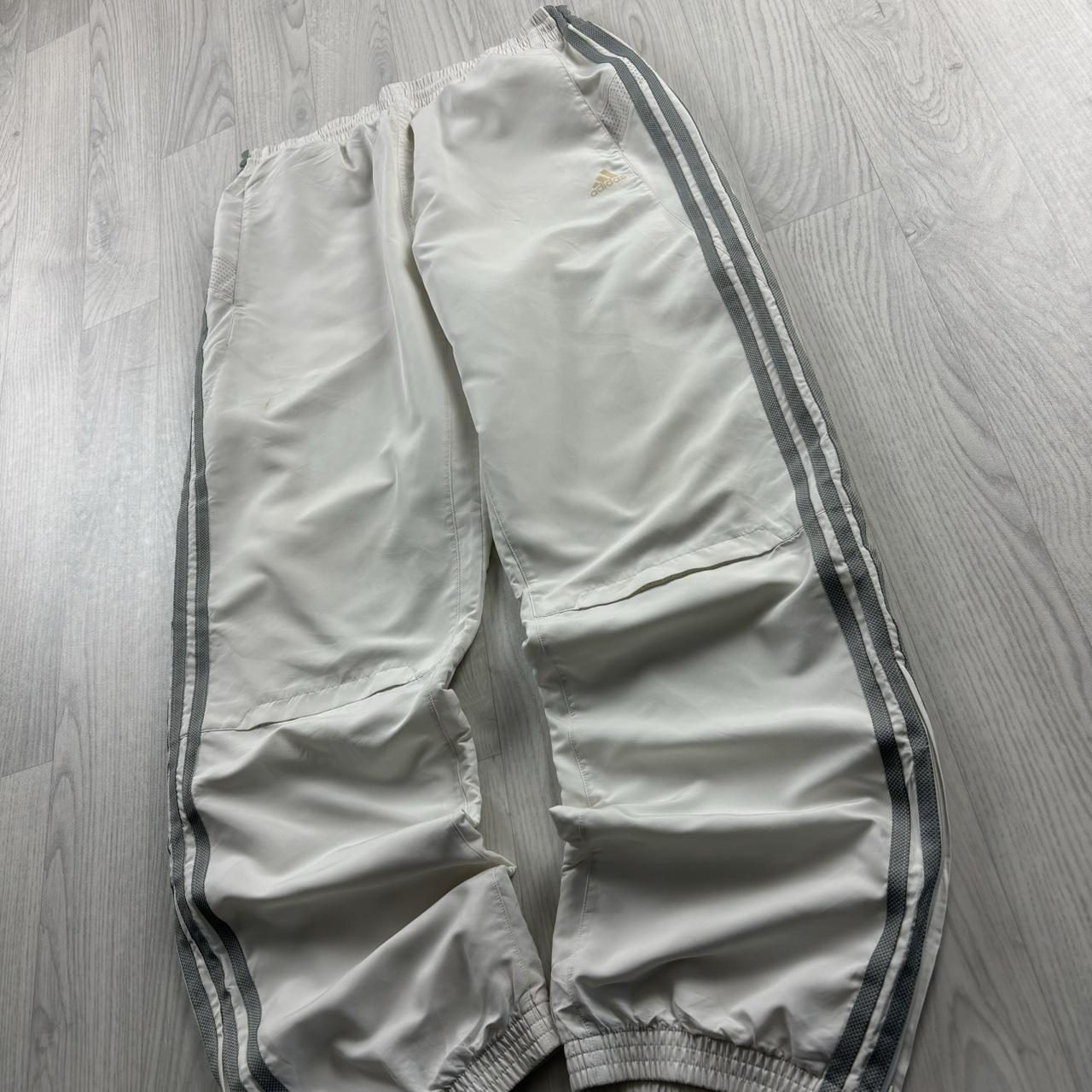 VINTAGE Y2K ADIDAS BAGGY TRACKSUIT BOTTOMS WHITE