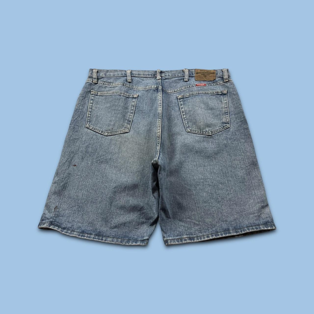VINTAGE 00s WRANGLER BAGGY LOOSE CARPENTER JORTS BLUE