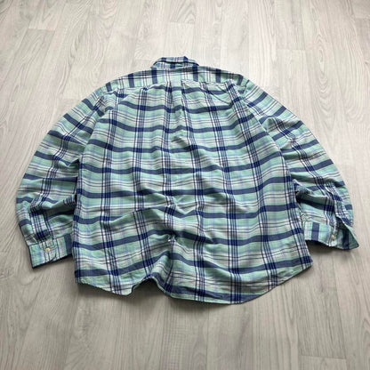 RALPH LAUREN PLAID LONG SLEEVE BUTTON UP SHIRT TURQUOISE