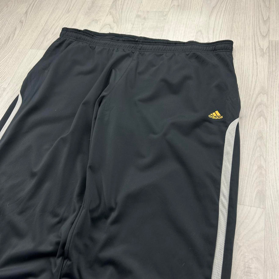 VINTAGE Y2K ADIDAS SIDE STRIPE WIDE LEG TRACKSUIT BOTTOMS CHARCOAL GREY