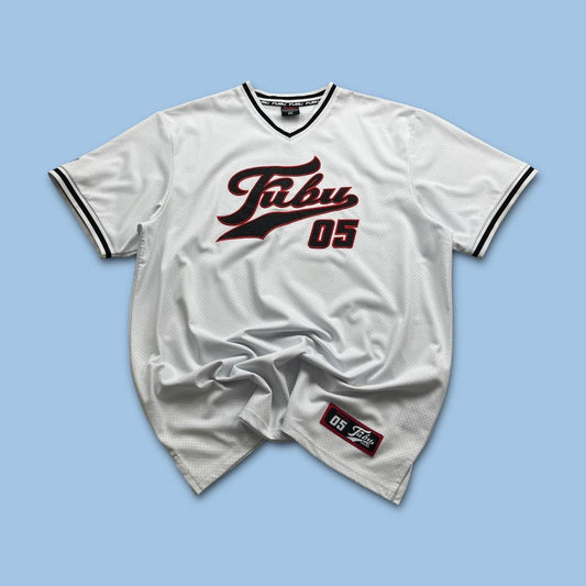 VINTAGE Y2K FUBU JERSEY T SHIRT WHITE