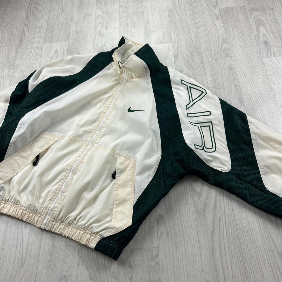 VINTAGE 90s NIKE LIGHTWEIGHT TRACK JACKET WHITE / GREEN