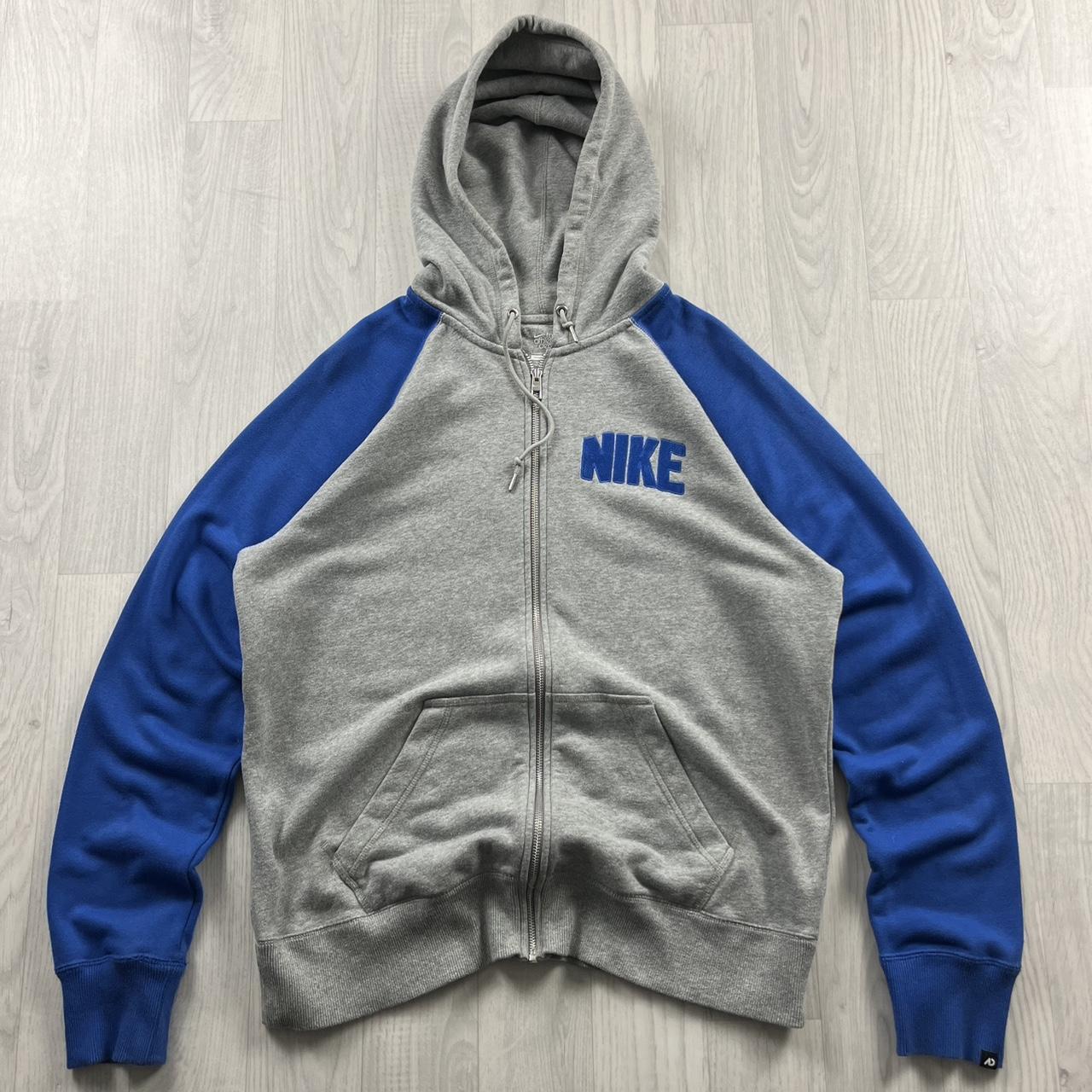 VINTAGE Y2K NIKE GRAPHIC HOODIE GREY BLUE