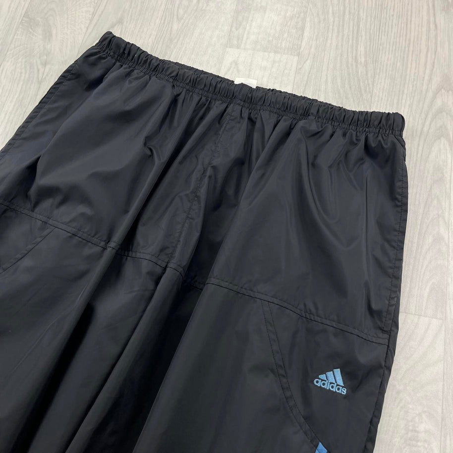 VINTAGE Y2K ADIDAS SIDE STRIPE BAGGY TRACKSUIT BOTTOMS BLACK BLUE