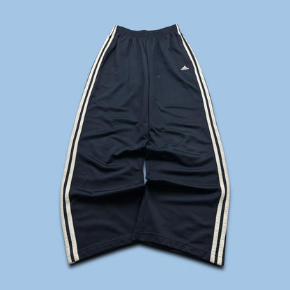 VINTAGE Y2K ADIDAS SIDE STRIPE BAGGY TRACKSUIT BOTTOMS NAVY WHITE (M)