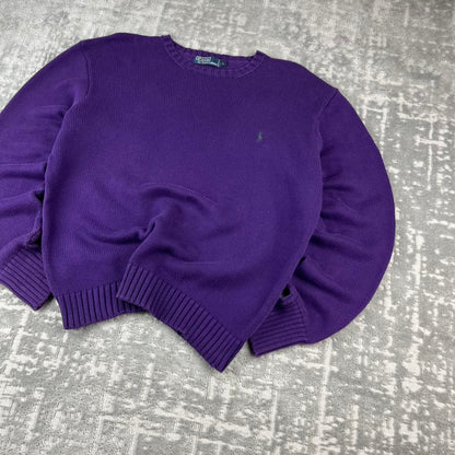 VINTAGE Y2K RALPH LAUREN CHUNKY ESSENTIAL KNITTED JUMPER PURPLE