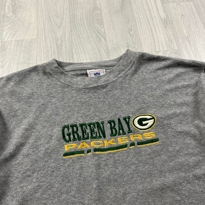 VINTAGE Y2K NFL GREEN BAY PACKERS QUARTER ZIP FLEECE SWEATSHIRT GREY
