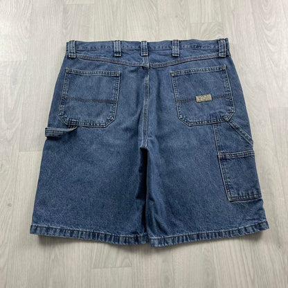 VINTAGE WRANGLER BAGGY CARPENTER JORTS BLUE (38w)