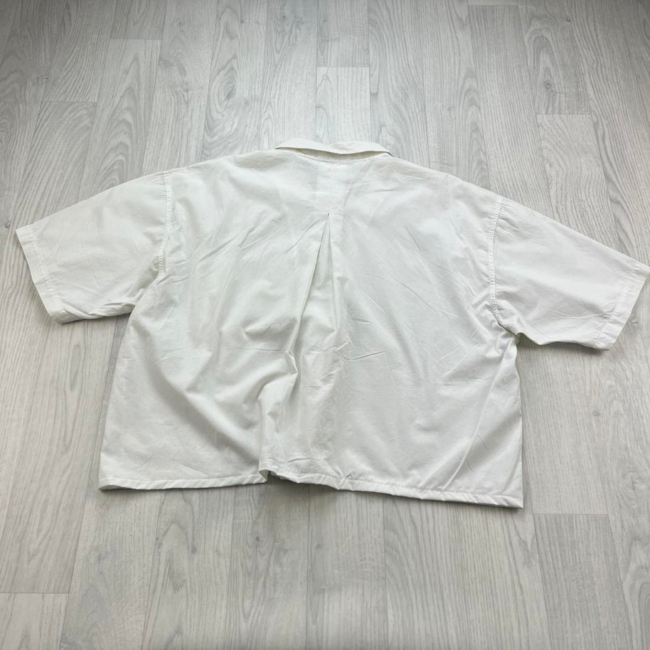 VINTAGE 00s FILA PLAIN CROPPED SHORT SLEEVE BUTTON UP SHIRT WHITE
