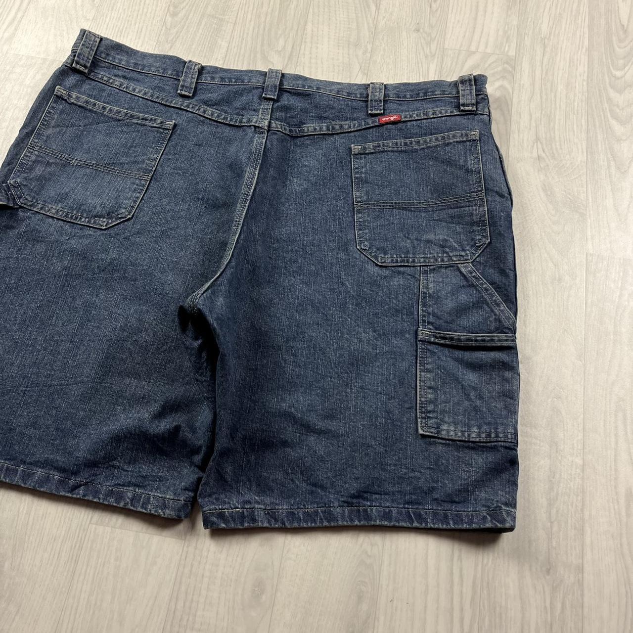 VINTAGE 00s WRANGLER BAGGY LOOSE CARPENTER JORTS BLUE