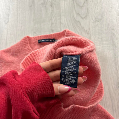 VINTAGE Y2K RALPH LAUREN CHUNKY WOOL KNITTED JUMPER PINK