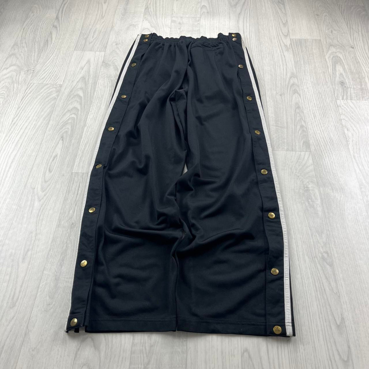 VINTAGE Y2K ADIDAS SIDE STRIPE POPPER TRACKSUIT BOTTOMS BLACK