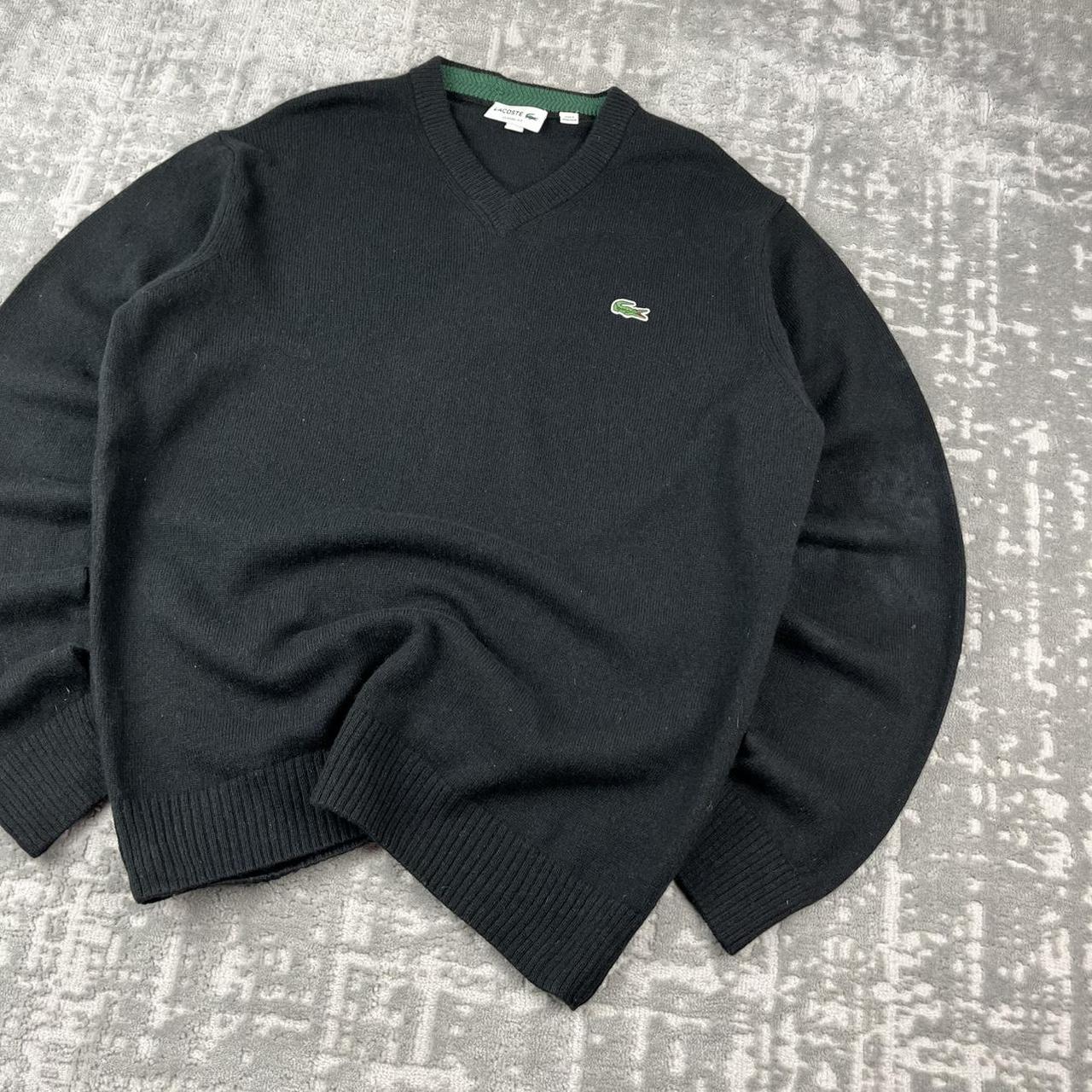 VINTAGE Y2K LACOSTE WOOL KNITTED JUMPER BLACK