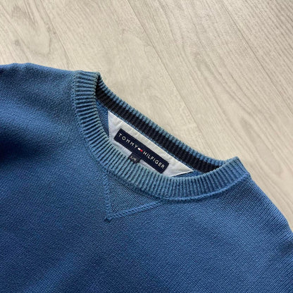 VINTAGE Y2K TOMMY HILFIGER CHUNKY KNITTED JUMPER BLUE