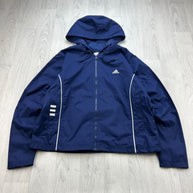 VINTAGE Y2K ADIDAS HOODED WINDBREAKER JACKET NAVY