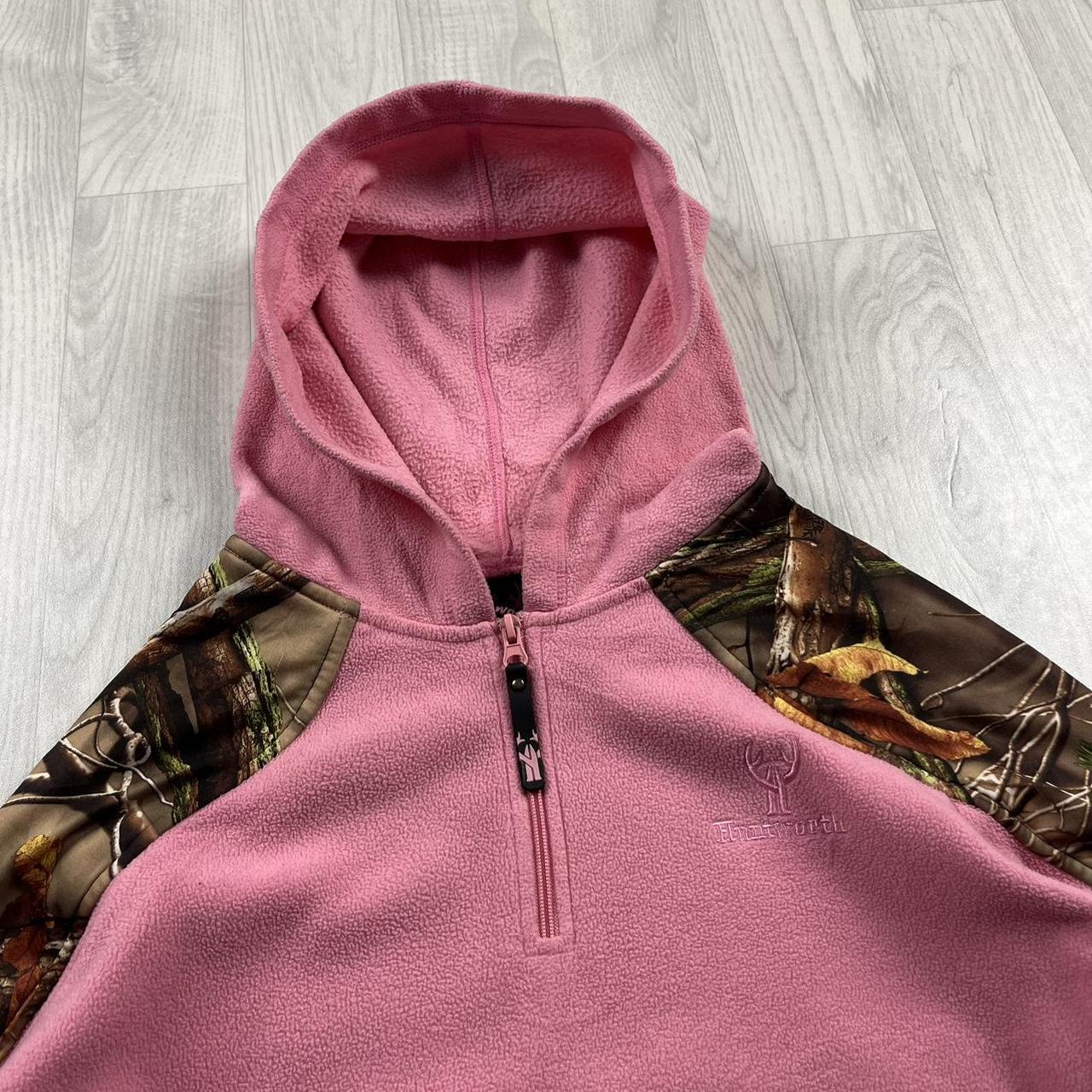 VINTAGE REALTREE QUARTER ZIP FLEECE HOODIE CAMO PINK