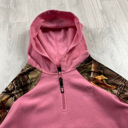 VINTAGE REALTREE QUARTER ZIP FLEECE HOODIE CAMO PINK
