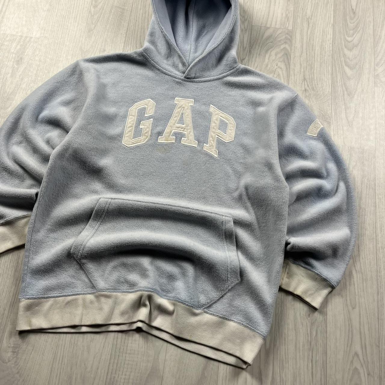 VINTAGE Y2K GAP SPELL OUT FLEECE HOODIE BABY BLUE