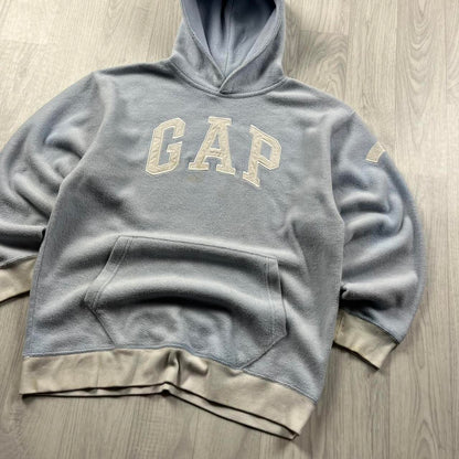 VINTAGE Y2K GAP SPELL OUT FLEECE HOODIE BABY BLUE