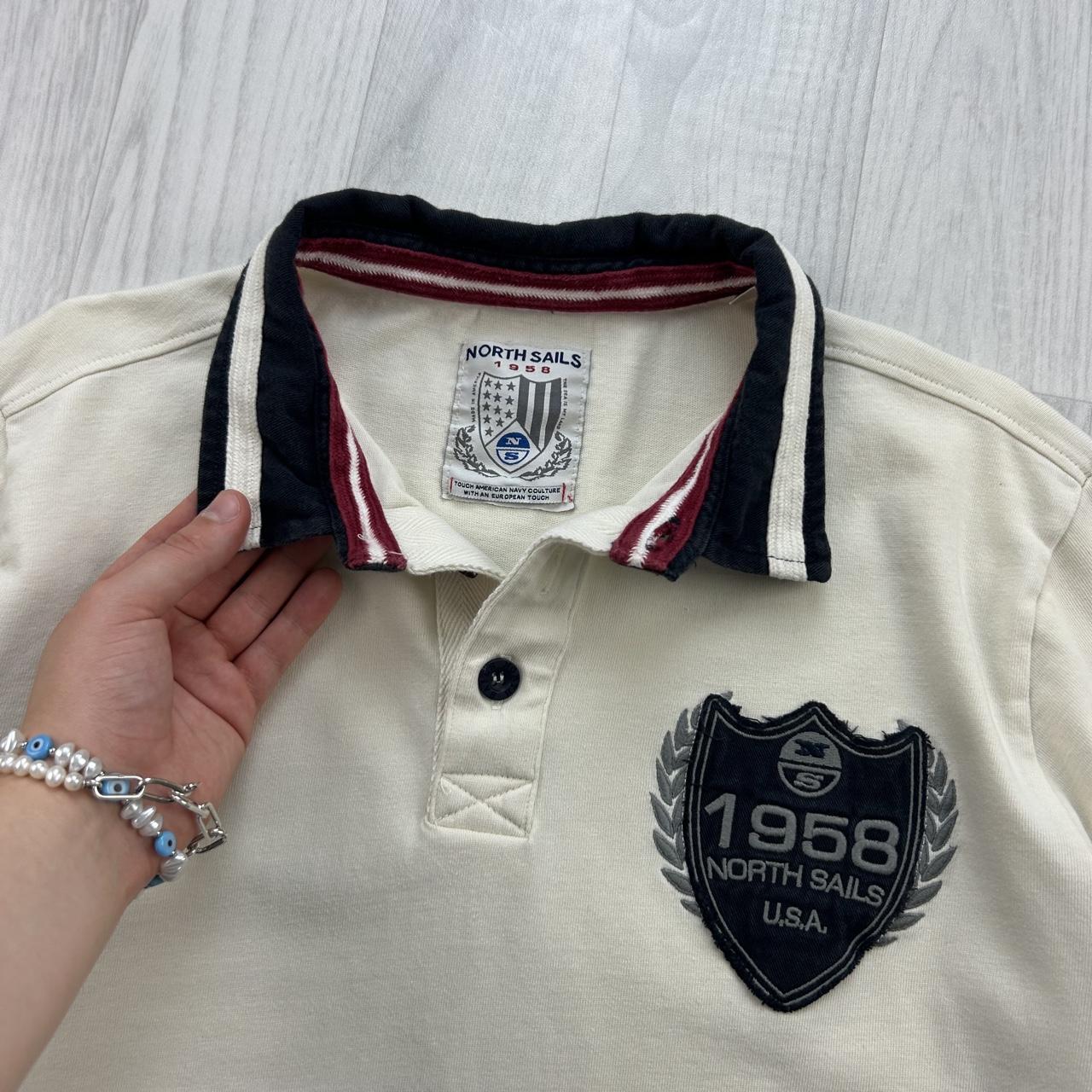 VINTAGE Y2K NORTH SAILS LONG SLEEVE RUGBY POLO SHIRT CREAM