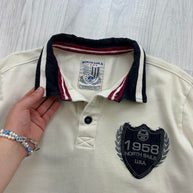 VINTAGE Y2K NORTH SAILS LONG SLEEVE RUGBY POLO SHIRT CREAM