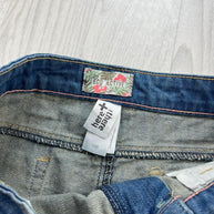 VINTAGE Y2K DENIM LACE MINI SKIRT BLUE WHITE