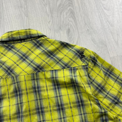VINTAGE Y2K BILLABONG SHORT SLEEVE CHECK SHIRT YELLOW BLACK (L)