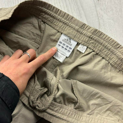VINTAGE Y2K ADIDAS BAGGY TRACKSUIT BOTTOMS BEIGE / SAND