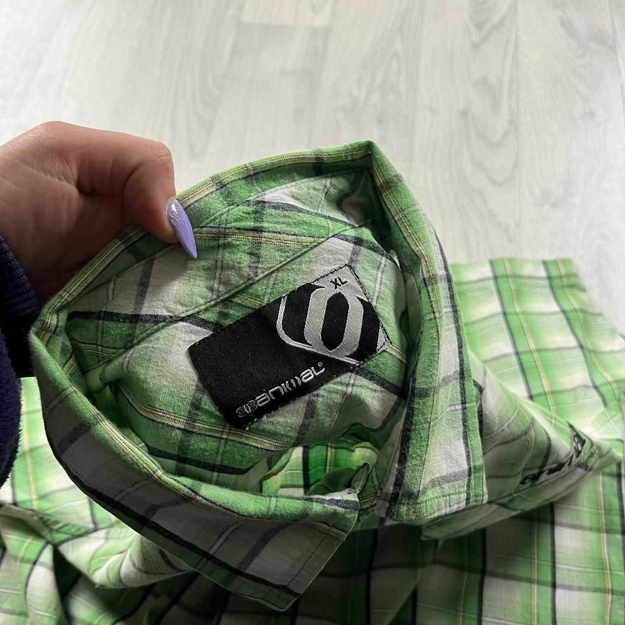 VINTAGE Y2K ANIMAL CHECKERED SHORT SLEEVE SHIRT GREEN