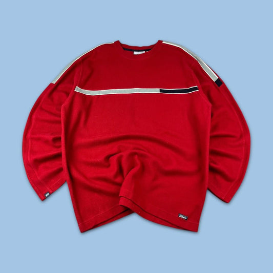 VINTAGE Y2K QUIKSILVER LIGHTWEIGHT KNITTED JUMPER RED