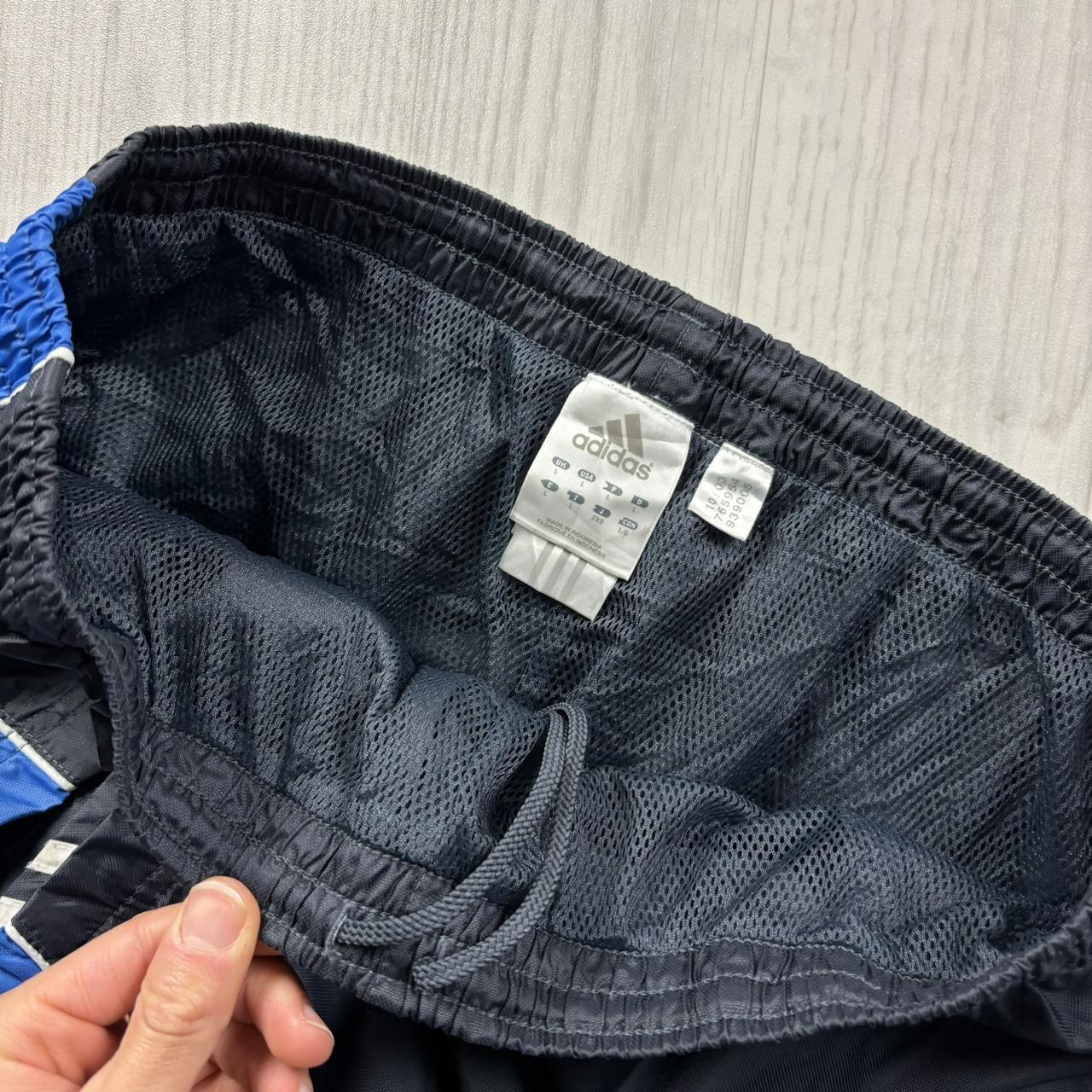 VINTAGE Y2K ADIDAS BAGGY TRACKSUIT BOTTOMS CHARCOAL GREY / BLUE