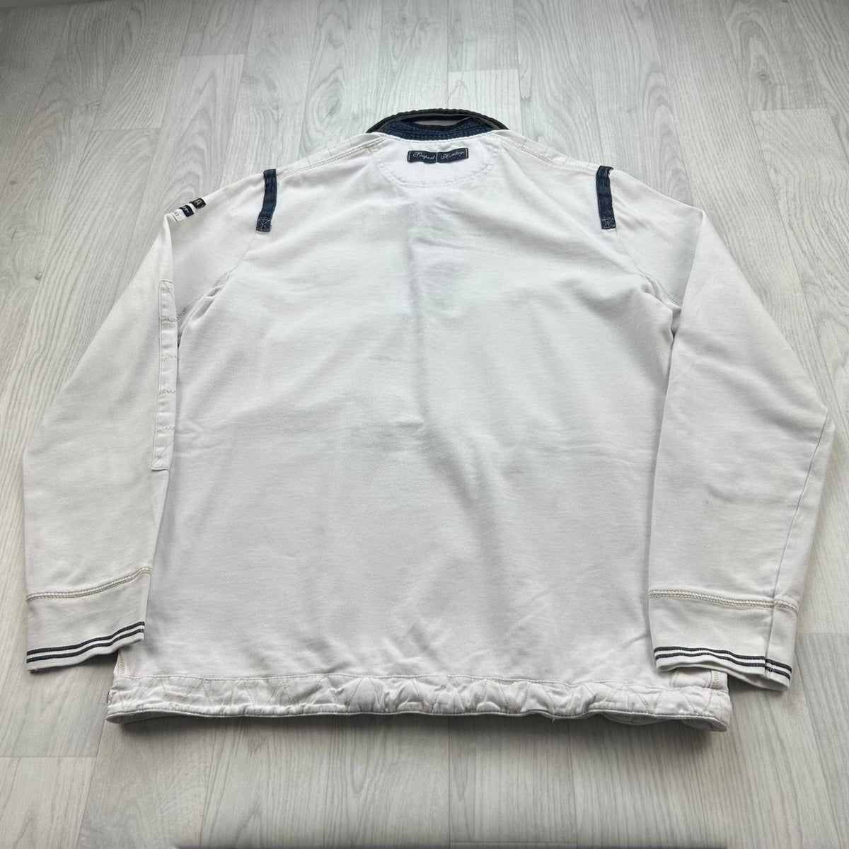 VINTAGE Y2K LONG SLEEVE RUGBY POLO SHIRT WHITE