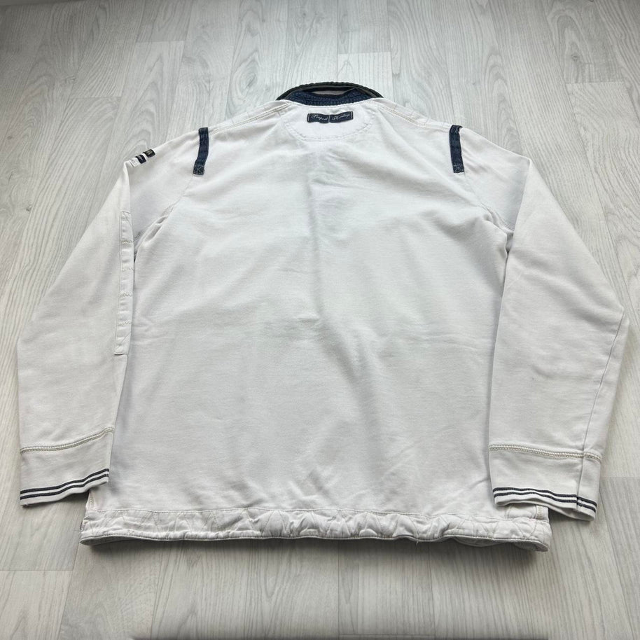 VINTAGE Y2K LONG SLEEVE RUGBY POLO SHIRT WHITE