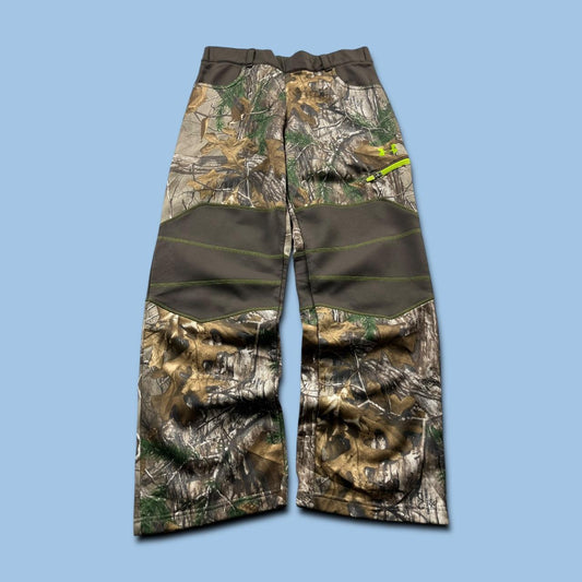 VINTAGE UNDER ARMOUR REALTREE BAGGY LOW RISE CAMO SWEAT PANTS BROWN