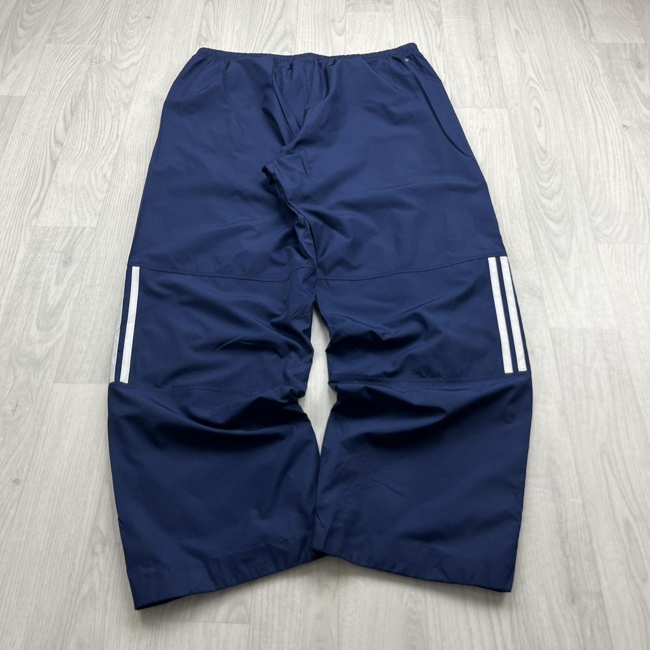 VINTAGE Y2K ADIDAS SIDE STRIPE BAGGY TRACKSUIT BOTTOMS NAVY
