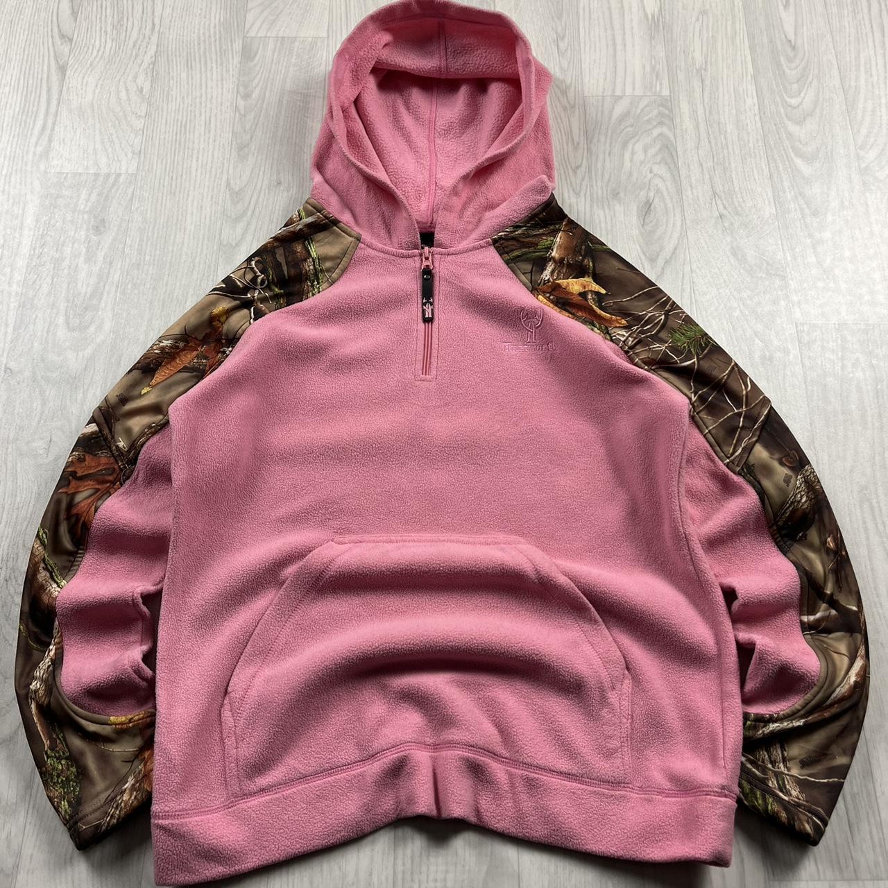 VINTAGE REALTREE QUARTER ZIP FLEECE HOODIE CAMO PINK