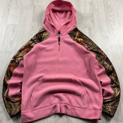 VINTAGE REALTREE QUARTER ZIP FLEECE HOODIE CAMO PINK