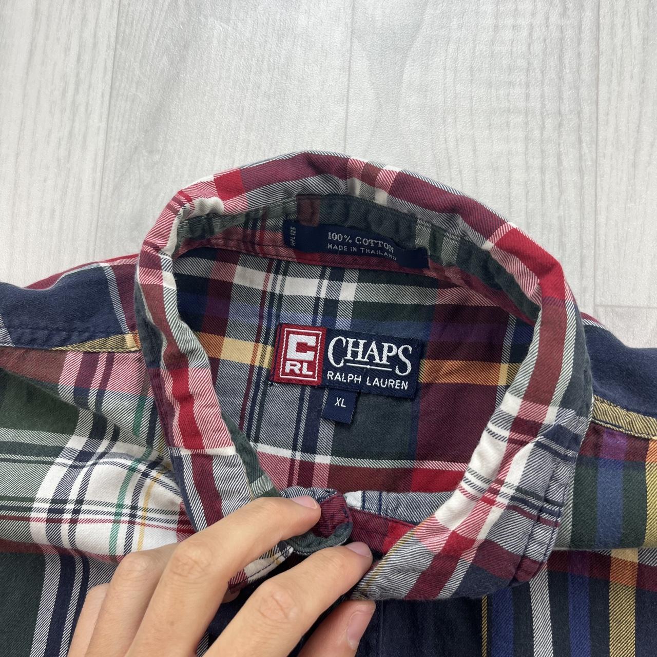 VINTAGE 00s CHAPS CHECKERED CROPPED SHORT SLEEVE BUTTON UP SHIRT RED / MULTI