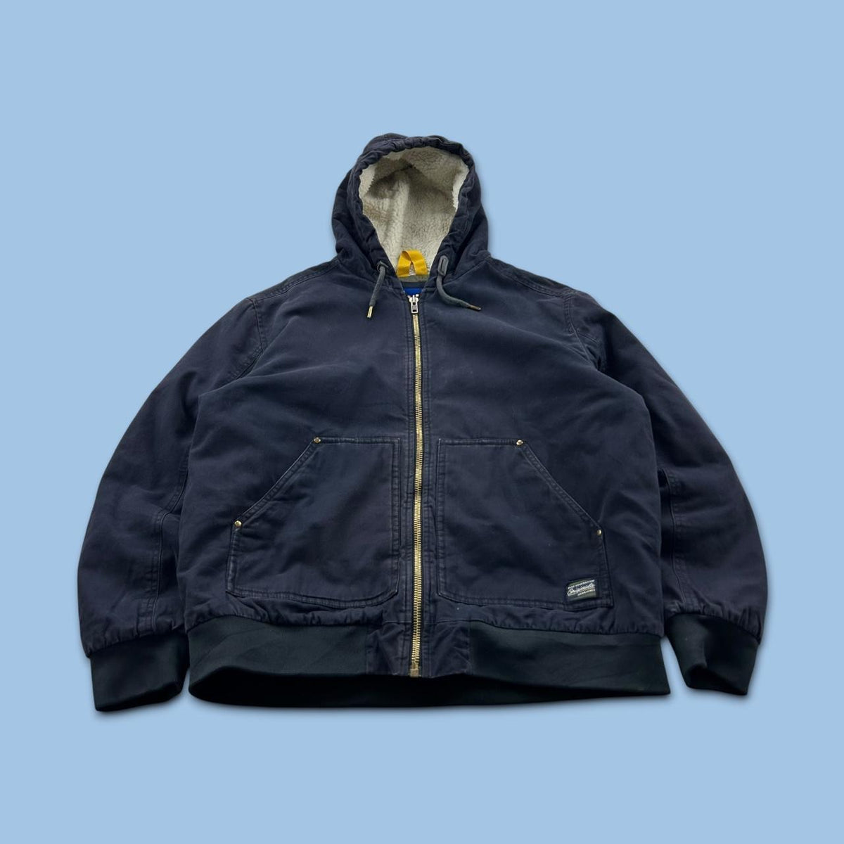 VINTAGE 00s JACK & JONES HOODED WORKWEAR BOMBER JACKET NAVY