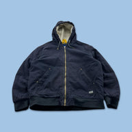 VINTAGE 00s JACK & JONES HOODED WORKWEAR BOMBER JACKET NAVY