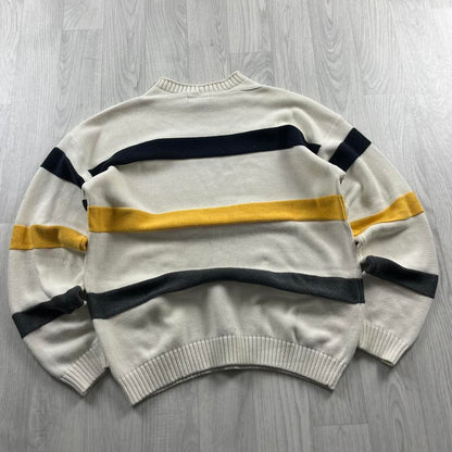 VINTAGE Y2K NAUTICA CHUNKY STRIPED KNITTED JUMPER CREAM