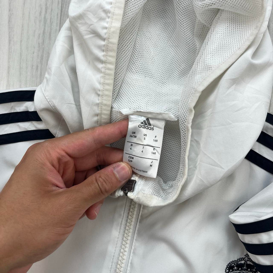 VINTAGE Y2K ADIDAS REAL MADRID HOODED WINDBREAKER JACKET WHITE