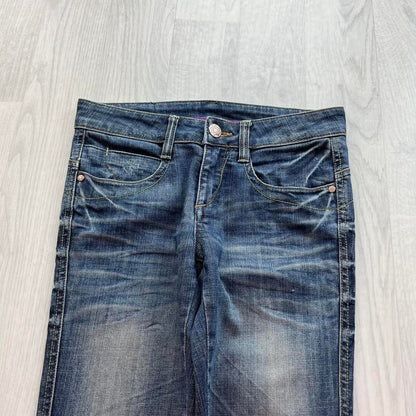 VINTAGE Y2K VICTORIA LOW RISE SLIM BOOTCUT JEANS NAVY BLUE