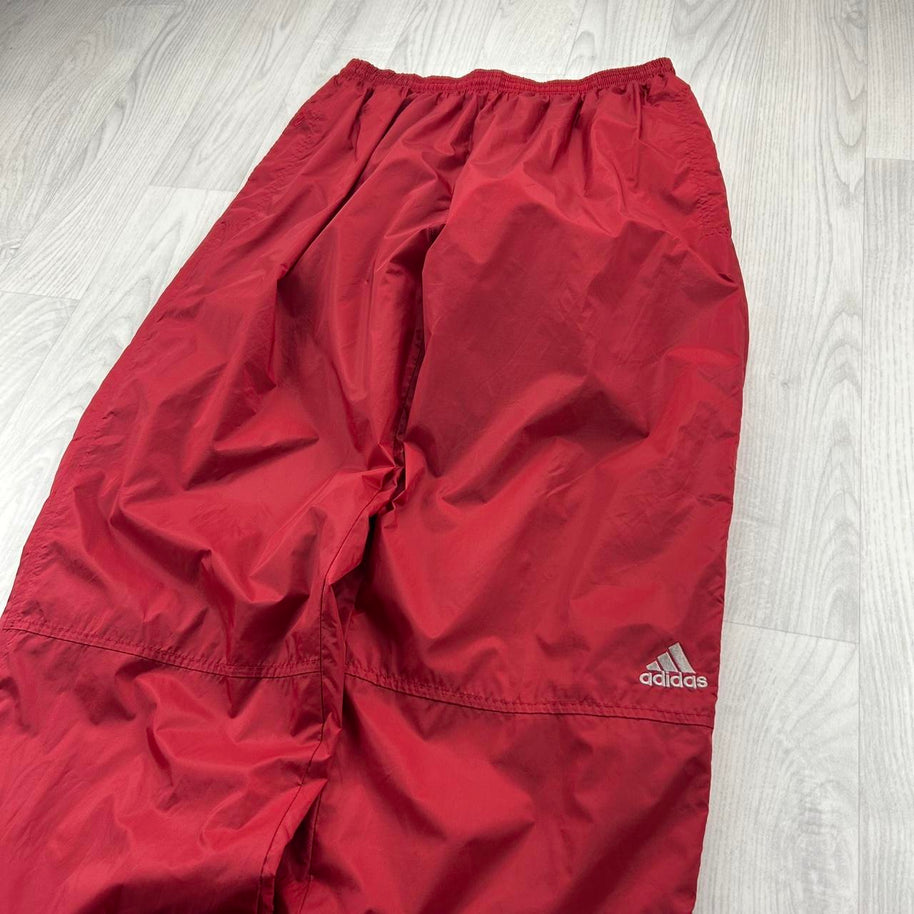 VINTAGE Y2K ADIDAS SIDE STRIPE BAGGY TRACKSUIT BOTTOMS RED