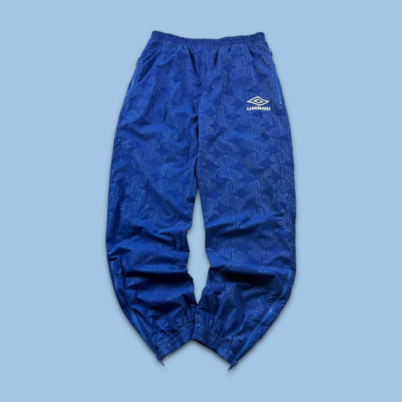 VINTAGE 90s UMBRO BAGGY TRACKSUIT BOTTOMS BLUE