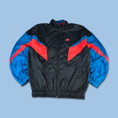 VINTAGE 90s NIKE WINDBREAKER SHELL TRACKSUIT JACKET BLACK