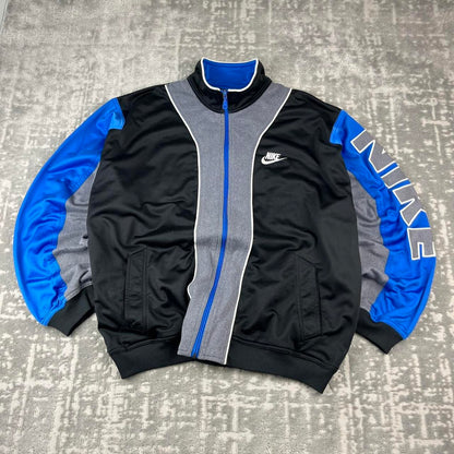VINTAGE 90s NIKE TRACKSUIT JACKET BLACK BLUE